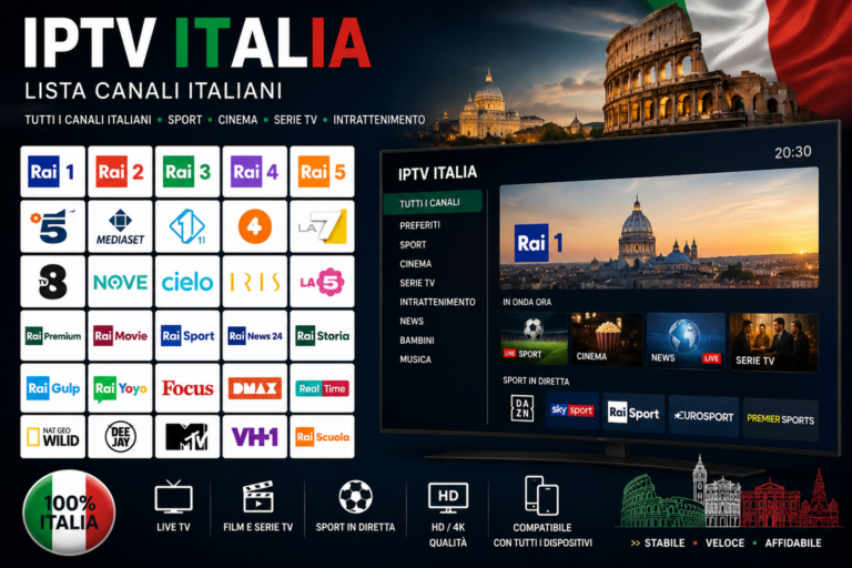 IPTV lista canali italiani 2026 – Canali TV italiani in diretta, Rai, Mediaset, sport, film e serie TV in HD e 4K