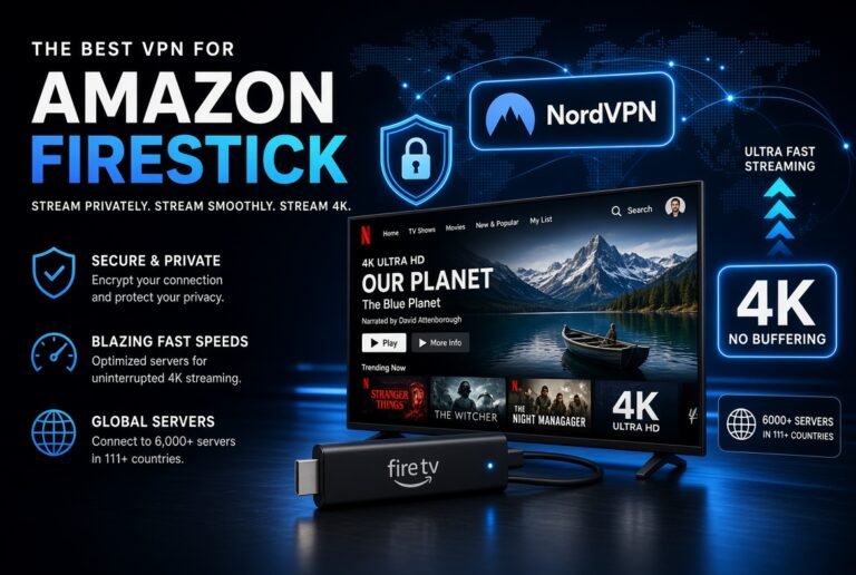 NordVPN best VPN for Firestick - 4K streaming, secure & private connection on Amazon Fire TV Stick