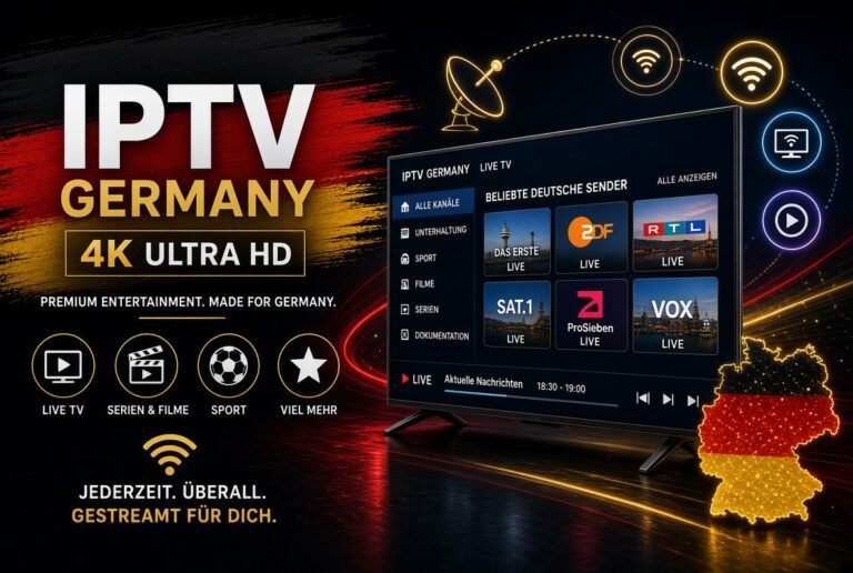 Bester IPTV Germany Service mit 4K Ultra HD Live-TV, deutschen Sendern wie Das Erste, ZDF, RTL, ProSieben, VOX und SAT.1, Serien, Filme, Sport und Nachrichten – jederzeit und überall streamen