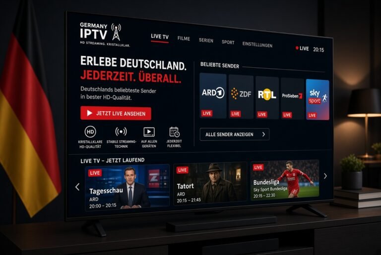 Germany IPTV live TV interface with ARD ZDF RTL ProSieben channels HD quality