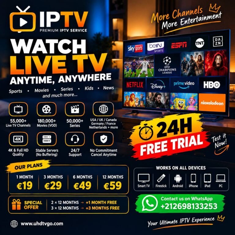 IPTV Italia 8K con prova gratuita di 24 ore, canali TV in diretta, film e serie TV in 4K Ultra HD, sport e intrattenimento su Smart TV, Fire Stick, Android e iPhone.